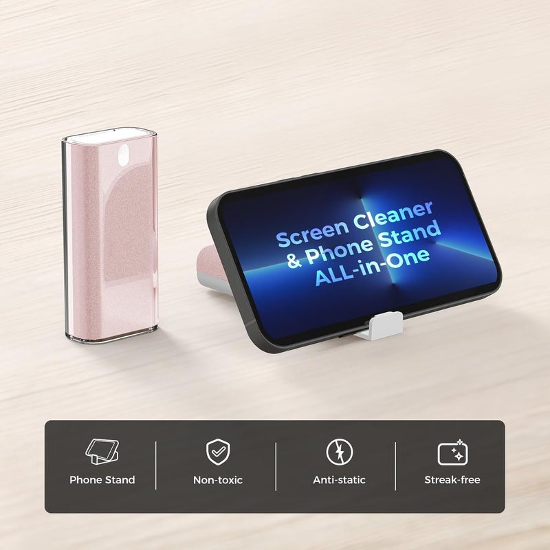 CLICK CLEAN Touchscreen Mist Cleaner, Screen Cleaner, All in One Screen Cleaner Spray with Microfiber and Phone Stand for All Phones, Laptop and Tablet Screens (Pink) - Image 2